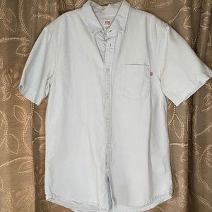 Obey Short Sleeve Button Down Light Blue Medium
